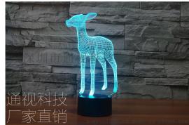 3D小鹿小夜灯 LED立体台灯卧室床头插电USB深圳创意立体小夜灯