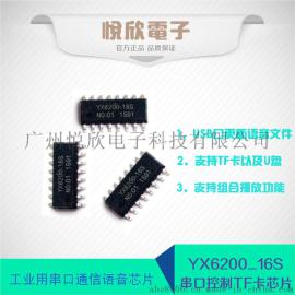 广东语音芯片厂家供应串口语音IC YX6200-16S