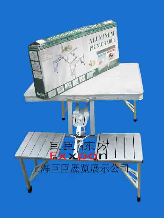 铝合金户外休闲联体折叠桌椅（Ex16-021）