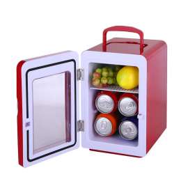 供应4L冷暖箱 全红色透明门迷你小冰箱 车载冰箱 礼品冰箱