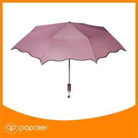 Papaler  P103粉红带黑色波浪边分体式自拍伞