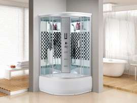 整体淋浴房低高盆浴缸防爆膜钢化玻璃简易浴室弧扇型移门淋浴屏风